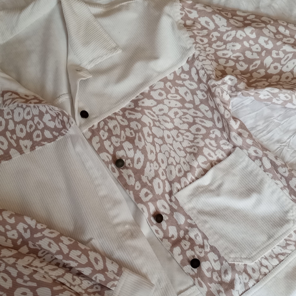 Cream and Tan Leopard Print Jacket